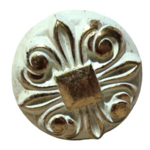 Vintage Cream and Gold Round Rosette Drawer Pull